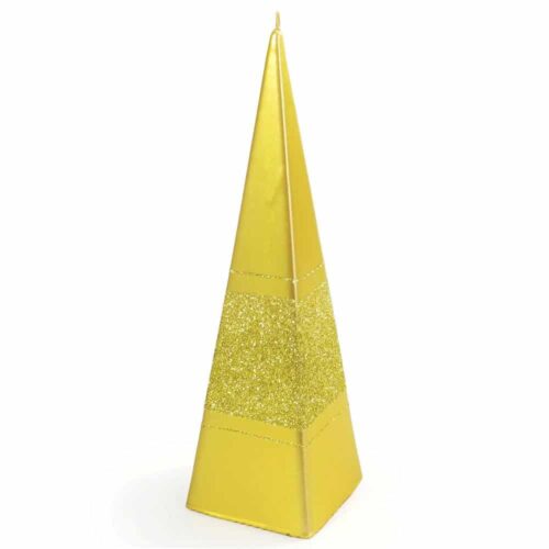 Sviečka briliant pyramída zlatá 15cm